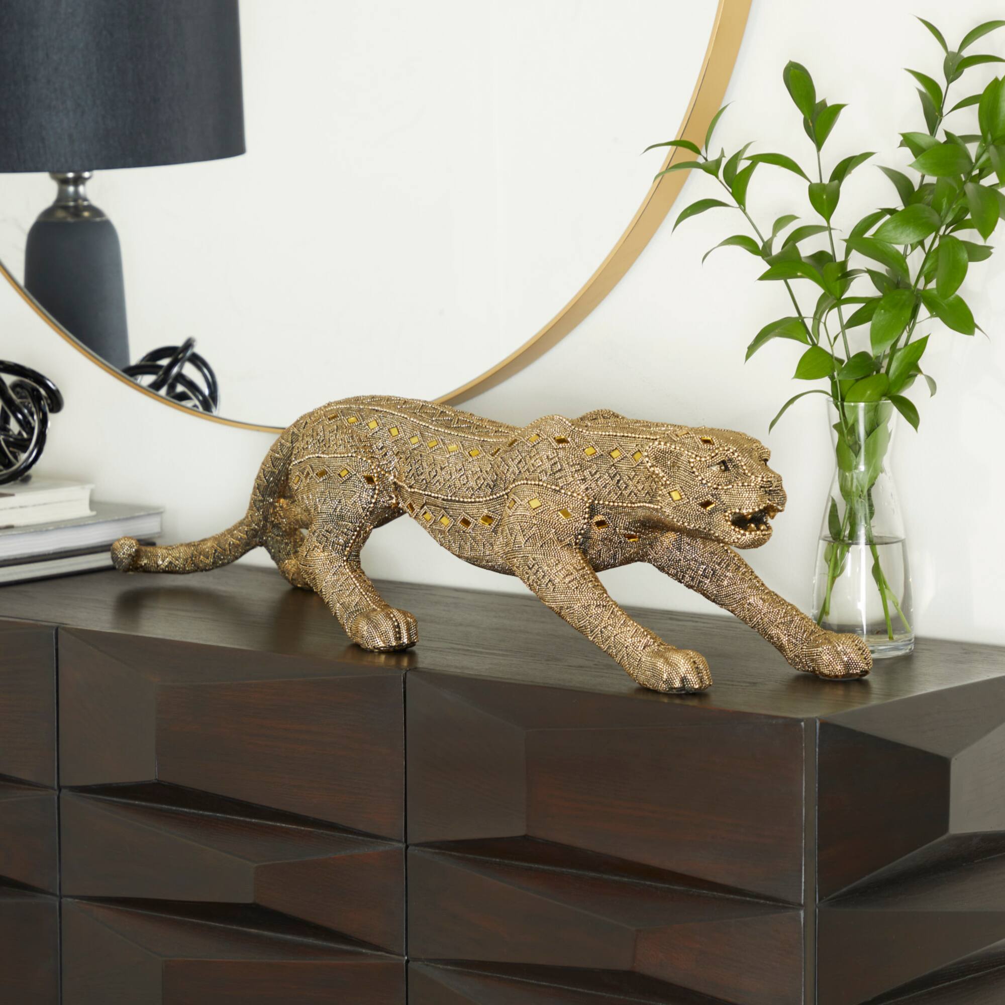 33" Gold Glam Leopard Sculpture